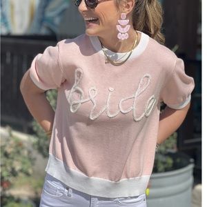 Queen of Sparkles pink bride short sleeve sweater